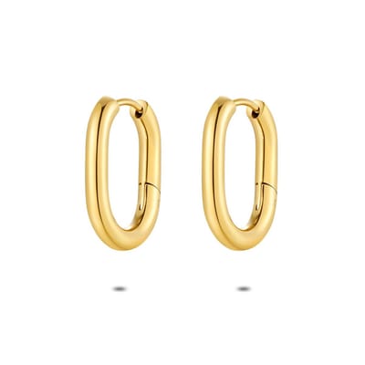 Twice As Nice Oorbellen in goudkleurig edelstaal, ovale oorring, 20 mm
