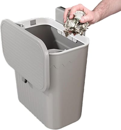 Compostbak Keuken - Prullenbak Vuilnisbak - Afval Scheiden - Geurvrij Ontwerp - 30.5 x 26.7 x 16 cm - Grijs