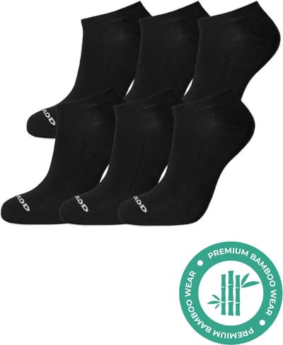 SQQUADD® Bamboe Sneakersokken - Dames en Heren - Unisex 6-pack - Maat 35-38 - Naadloos en Duurzaam - Tegen Zweetvoeten - Bamboo Sokken Sneaker - Zwart