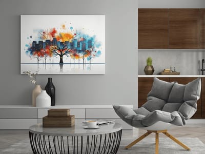 Canvas Schilderij - Abstract Boom - Kleurrijk - Wall Art - 60x40x2 cm