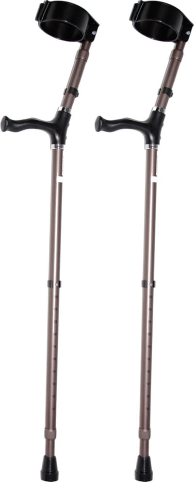 Premis - Elleboogkruk - Gesloten manchet - Anatomische Handgreep - Verstelbaar 75-100.5 cm - Titanium Brons