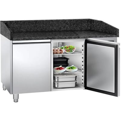 GGM Gastro Pizzakühltisch PREMIUM - 1500x800mm - mit 2 Türen Zilver / Zwart
