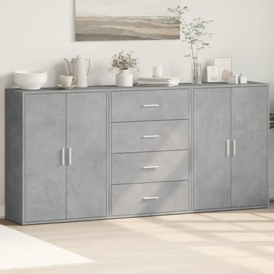 vidaXL - Dressoirs - 3 - st - 60x31x84 - cm - bewerkt - hout - betongrijs