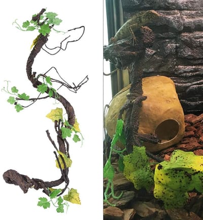 Dailygoods- Terrariumdecor Kunstmatige Rotan Klimtak - Reptiel Wijnstok - Flexibele Beugel - Ondersteuning voor Hagedissen - Privacy voor Reptielen - Verhoogt Eetlust - Reptielenkamer