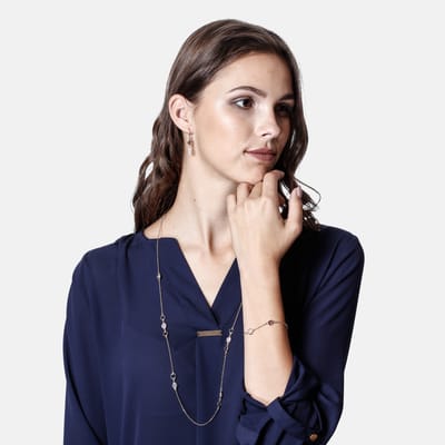 Orphelia SET-7410 - Juwelenset: Ketting + Armband + Oorbellen - 925 Zilver Rosé - Multicolor Stenen - 90/18,5 cm