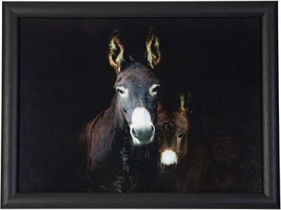 Mars & More Schootkussen Laptray - zwart ezelin met veulen print - 43 x 33 cm - Dienblad voor op schoot