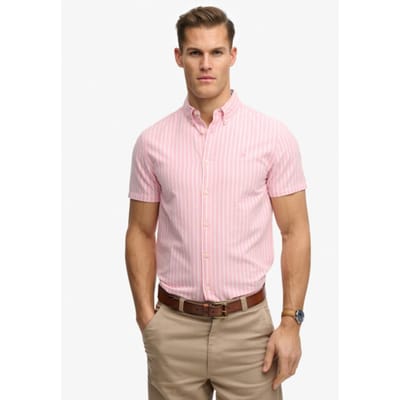 Superdry Preppy Oxford Overhemd met Korte Mouwen Pink Grootte: M