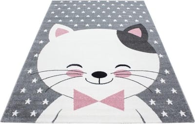 Vloerkleed kinderkamer - Kat - roze - 80x150 cm