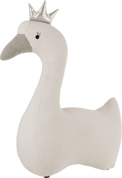 J-Line knuffel Zwaan - polyester - wit/grijs - large