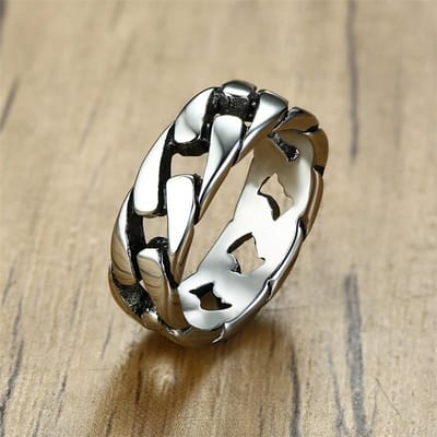 Vnox Heren Vintage Geoxideerd Roestvrij Staal Ringen, Schakel Vormige Vingerband, Punk Rock Mannen Alliantie 10