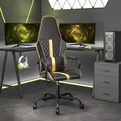 vidaXL - Gamestoel - kunstleer - zwart - en - goud