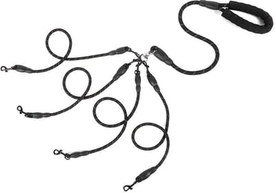 Dailygoods- Hondenriem 4-in-1 Slijtvast - Nylon Trekkoord - 1,5 Meter - Robuust - Schuim Handvat - Voor Meerdere Honden - Hondentouw