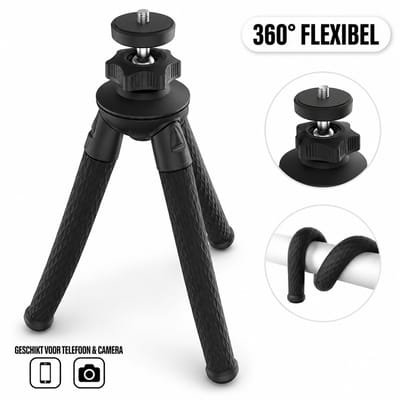 Litalife Flexibele Statief Tripod 22cm – Geschikt voor Telefoon, Camera & GoPro – Inclusief Bluetooth Afstandsbediening & Telefoonhouder