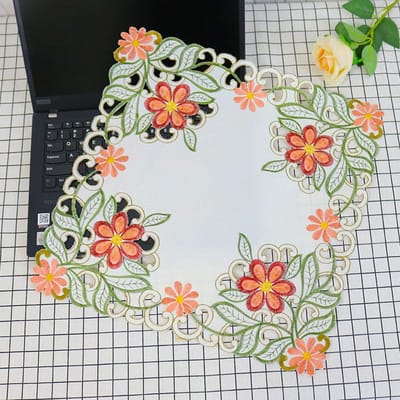 Europa satijnen bloem Borduurwerk tafelkleedhoes bruiloft thee tafelkleed feest keuken Kerst Tafeldecoratie en accessoires voor Huis square 40cm white