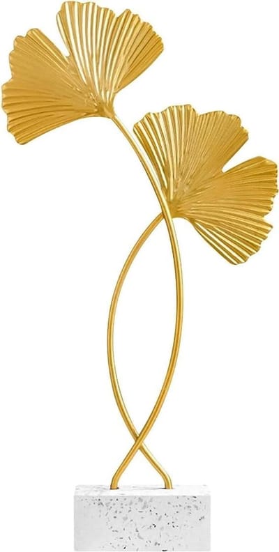 Cosensi - Ginkgo Leaf Sculptuur - Creatieve Ginkgo Blad Beeld - Moderne Decoratie - Goudkleurig - Botanische Kunst - Perfect voor Thuis en Kantoor