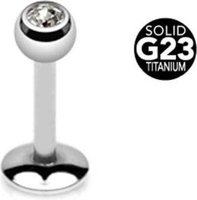 Piercing titanium wit steentje extern schroefdraad 1.2x8x3 - zilver - LMPiercings