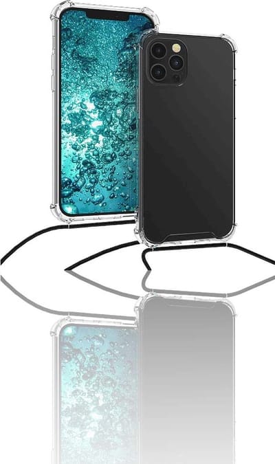 Geschikt voor iPhone 13 Pro Max hoesje met koord transparant Siliconen Zwart – Geschikt voor iPhone 13 Pro Max backcover - Geschikt voor iPhone 13 Pro Max case – oTronica koord hoesje Geschikt voor iPhone