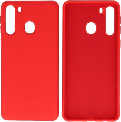 Hoesje Geschikt voor Samsung Galaxy A21 - Fashion Telefoonhoesje Backcover - Siliconen Hoesje - Rood