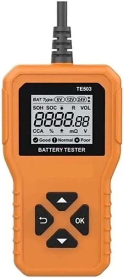 Accubank Tester - Accu Analysator - Voertuig Onderhoud - 6V 12V 24V Test - 100-2200 CCA - Zwart