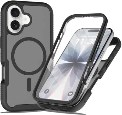 Hoesje met Ingebouwde Screenprotector Geschikt voor Apple iPhone 17 - Compatibel met MagSafe / Qi2 - Full Protect - Schokbestendige Beschermhoes - Case Matte Zwart