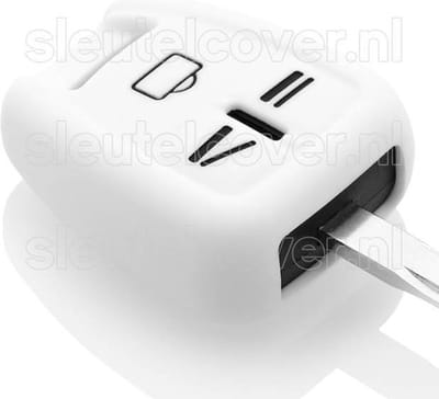 Autosleutel Hoesje geschikt voor Opel - SleutelCover - Silicone Autosleutel Cover - Sleutelhoesje Wit