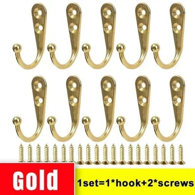 1/40 stuks Multifunctionele Haken met Schroeven Zinklegering Wandmontage Sleutel Kleding Hoed Mok Kop Handdoekhouder Keuken Badkamer Opberging 1Set