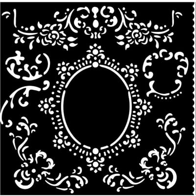 Sjabloon "House of Roses", 18 x 18 cm - Border with Frame