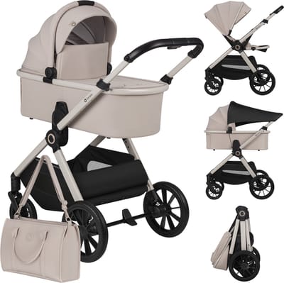 Lionelo Layla Kinderwagen 2 in 1 - XXL SET - Veelzijdig en jaarrond - Grote wielen - Bediening met een hand - Voor alle soorten terrein - Accessoireset
