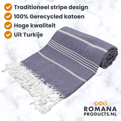 Romana Products Stripe Hamamdoek - Baddoek - Strandlaken - Saunalaken - 100cm x 180cm - Paars