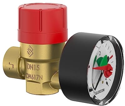 Veiligheidsventiel met manometer en drukregelaar 1/2" 3,0 bar voor verwarmingssystemen