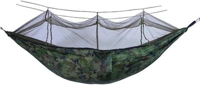 Kampeerhangmat - Dubbele Stoel - Buiten Ontspannen - Met Klamboe - 260x140cm - Camouflage