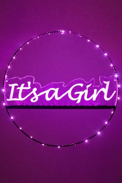 Raam- & Deur Cirkel It's a Girl Verlicht - Roze LED 35cm