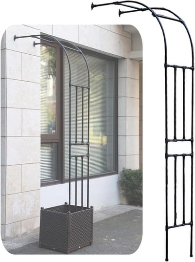 Halfronde Tuinboog - Decoratief Prieel - Planten Ondersteunen - Roestbestendig Metaal - 90 x 240 cm - Zwart