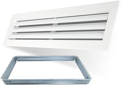Ventilatierooster Rechthoekig - Luchtuitlaat Frame - Airconditioning Regel - Gebogen Lamellen - 600 x 150 mm - Wit