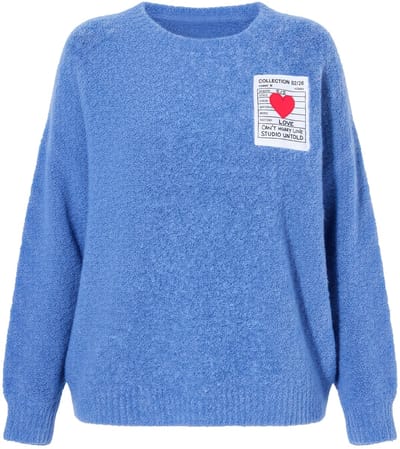 Studio Untold - Dames - Trui oversized patch lange mouwen - Ijsblauw - Maat 46+