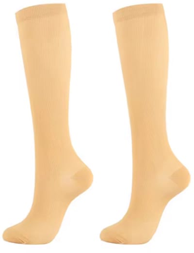 Compressiekousen - Steunkousen - Duopack - Man - Crème - Maat L/XL