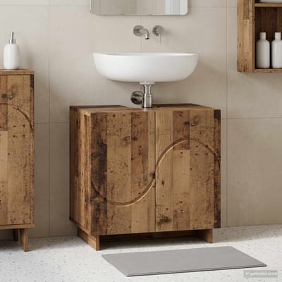 vidaXL - Badkamerkast - Oud - hout - 60 - x - 41 - x - 58 - cm - Bewerkt - hout