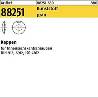 Reyher afdekkap R 88251, voor binnenzeskant M6, grijs kunststof, Ø 5 mm, 500 stuks