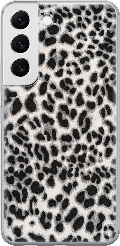 Leuke Telefoonhoesjes - Hoesje geschikt voor Samsung Galaxy S22 - Luipaard grijs - Soft case - TPU - Luipaardprint - Grijs