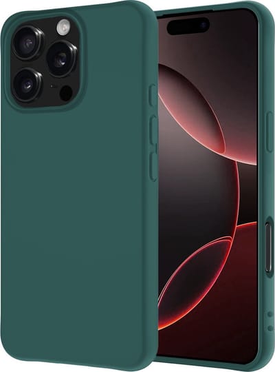 Hoesje - Geschikt voor Apple iPhone 16 Pro - Sterk & Shockproof - Hoes Cover - Siliconen Case - Donkergroen