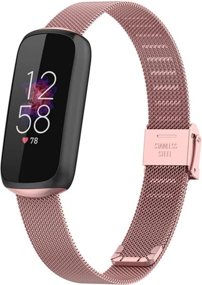 By Qubix - Compatible Fitbit bandje - Geschikt voor fitbit luxe bandje - Milanese bandje met klemsluiting - Rosé goud Smartwatchbandje horlogeband polsband Armband Strap Band Watchband