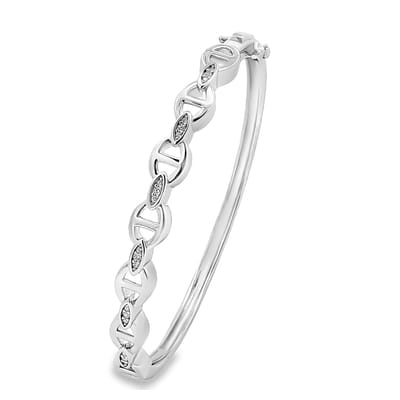 Juwelier Zwartevalk - Zilveren (gerhodineerd) bangle met zirkonia - 26.045