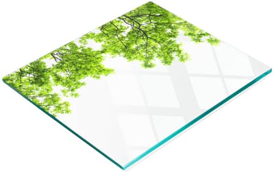 Decoratieve glazen serveerplank met eikenbladerenmotief, 60x52 cm