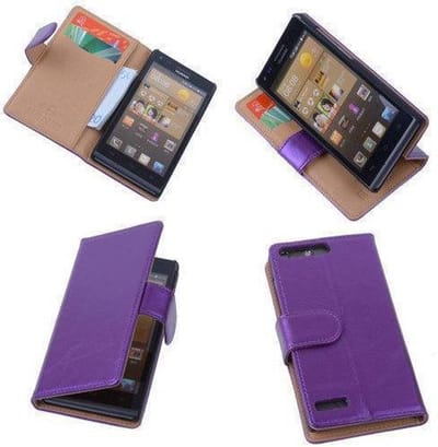 PU Leder Hoesje Huawei Ascend G6 Book/Wallet Case/Cover Lila