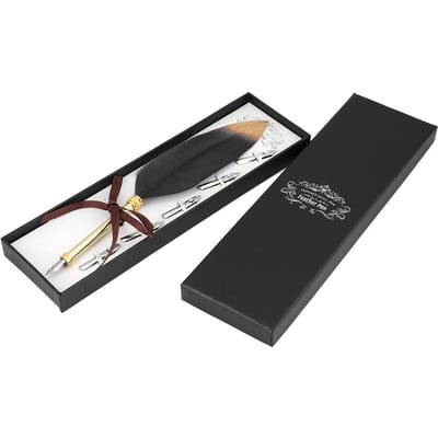 Kit de Plume Rétro Style Classique Métal Stylo Calligraphique Boîte Cadeau pour Étudiant Noir noir