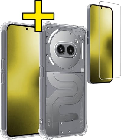 Hoesje - Met Screenprotector - Geschikt voor Nothing Phone (2a) - Sterk & Shockproof - Siliconen Case - Back Cover - Telefoon Hoes - Shock Proof - Telefoonhoesjes - Transparant