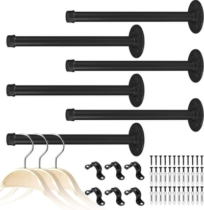 Industriële kledingstang set van 6 - Wandmontage - Vintage kapstok haken - Steampunk design