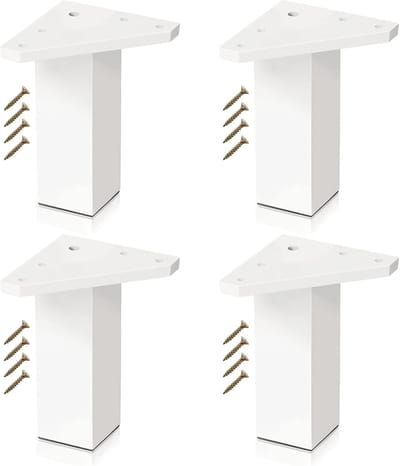 Famanu - Meubelpoten Wit ✮ Poten Voor Meubels – Set van 4 – Hoogte: 100 mm – Vierkant Profiel: 40 x 40 mm – Inclusief Schroeven