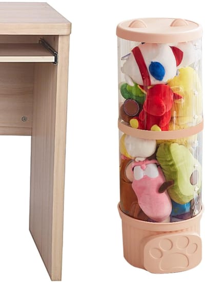 Pluche Opbergbuis - Speelgoed Display - Speelgoed Opbergen - Transparant Ontwerp - 34x28x27cm - Dubbel Gelaagd