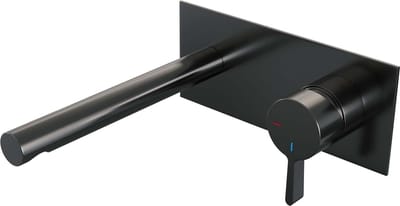 Brauer Gunmetal Edition - Wastafelkraan - Inbouw - Geborsteld Gunmetal PVD - 1 Greeps - Model E1 - Rechte Uitloop & Afdekplaat